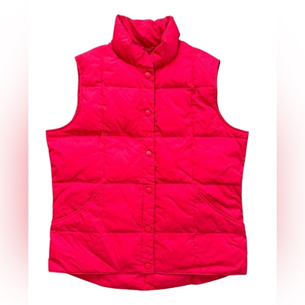 Lands' End Puffer Vest Women S 6-8 Pink Excellent Goose Down Quilted‎ Snap Front